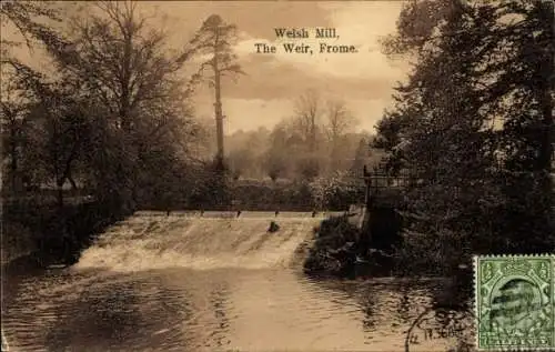 Ak Frome Somerset England, Welsh Mill, Das Wehr