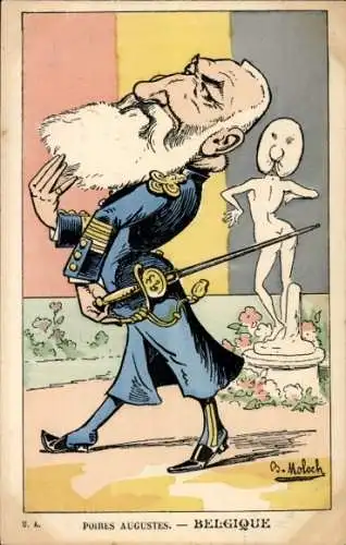 Künstler Ak Moloch, Karikatur, Leopold II, König von Belgien