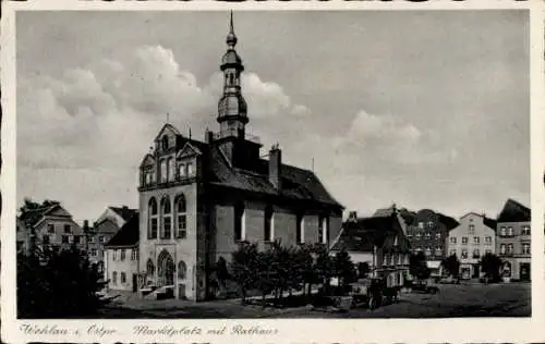 Ak Snamensk Wehlau Ostpreußen, Marktplatz, Rathaus