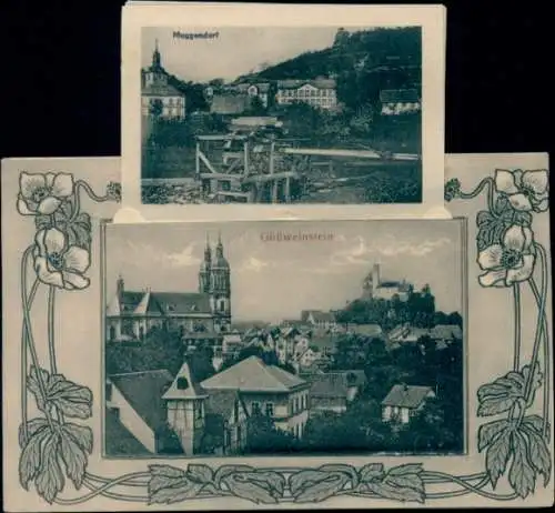 Leporello Ak Gößweinstein in Oberfranken, Teilansicht, Kirche, Muggendorf