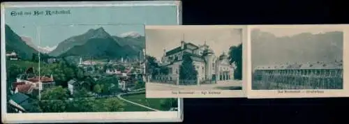 Leporello Ak Bad Reichenhall in Oberbayern, Panorama, Kgl. Kurhaus, Gradierhaus