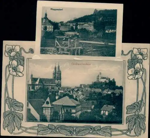 Leporello Ak Gößweinstein in Oberfranken, Teilansicht, Kirche, Muggendorf