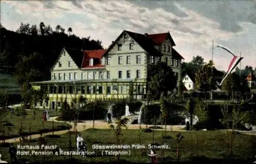 Ak Gößweinstein in Oberfranken, Kurhaus Faust, Hotel, Pension, Restauration, Garten