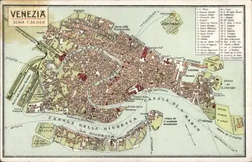 Stadtplan Ak Venezia Venedig Veneto, Canal Grande, San Marco, La Giudecca