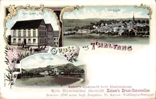 Litho Thalfang im Hunsrück, Gesamtansicht, Hotel Bichler zur Post, Thronecken