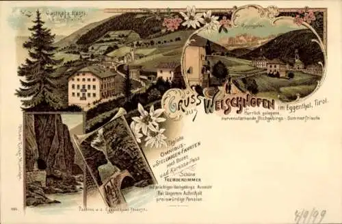 Litho Welschnofen Nova Levante Südtirol, Gasthof zum Rössl, Eggenthaler Straße, Rosengarten