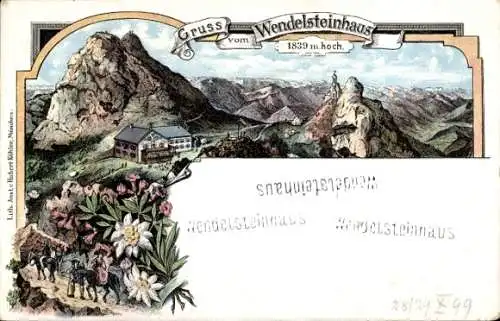 Litho Bayrischzell im Mangfallgebirge Oberbayern, Wendelsteinhaus