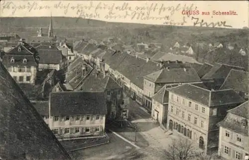 Ak Schesslitz Scheßlitz in Oberfranken, Teilansicht, Straßenpartie