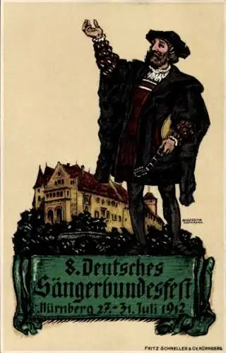 Künstler Ak Hoffmann, Adolf Oscar, Nürnberg, 8. Deutsches Sängerbundesfest 1912, Hans Sachs