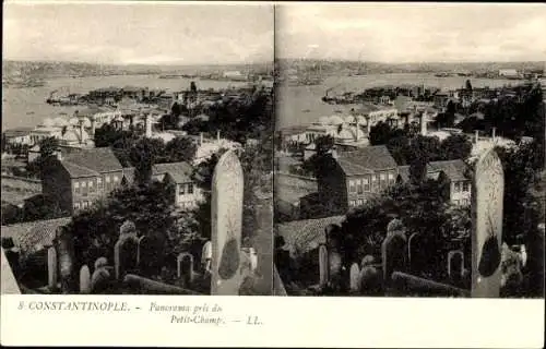 Stereo Ak Konstantinopel Istanbul Türkei, Panorama von Petit Champ