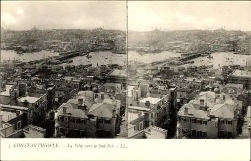 Stereo Ak Konstantinopel Istanbul Türkei, Panorama Südosten