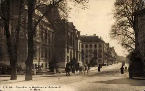 Ak Neuchâtel Stadt Neuchâtel, Academie, Avenue du 1er Mars