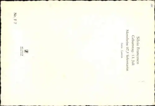 Ak Sänger Silvio Francesco, Portrait, Zigarette, Autogramm