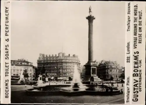 Foto London City, Trafalgar Square, Reklame Boehm's Toilet Soaps