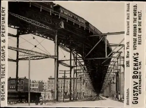 Foto New York City USA, Elevated Rail Road, Reklame Boehm's Toilet Soap