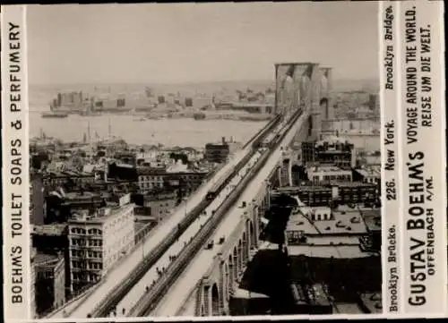 Foto New York City USA, Brooklyn Bridge, Reklame Boehm's Toilet Soap