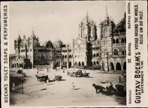 Foto Mumbai Bombay Indien, Bahnhof, Reklame Boehm's Toilet Soap