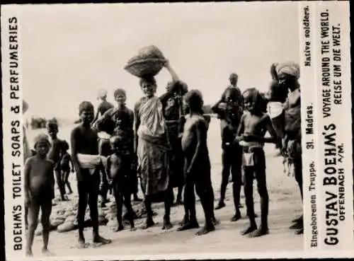 Foto Chennai Madras Indien, Eingeborenen Truppe, Reklame Boehm's Toilet Soap