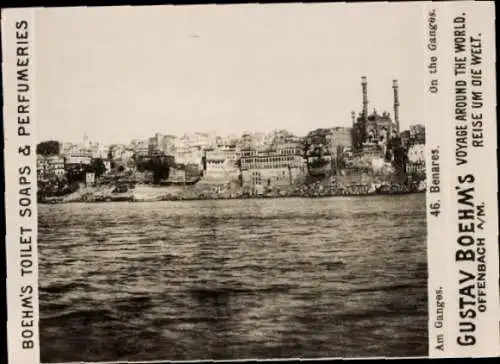 Foto Varanasi Benares Indien, Partie am Ganges, Reklame Boehm's Toilet Soap