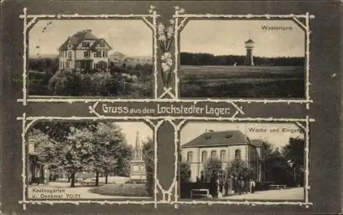 Ak Lockstedt in Holstein, Lockstedter Lager, Wasserturm, Wache, Kasinogarten, Denkmal