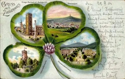 Kleeblatt Litho Głuchołazy Zdrój Bad Ziegenhals Schlesien, Kriegerdenkmal, Amtsgericht