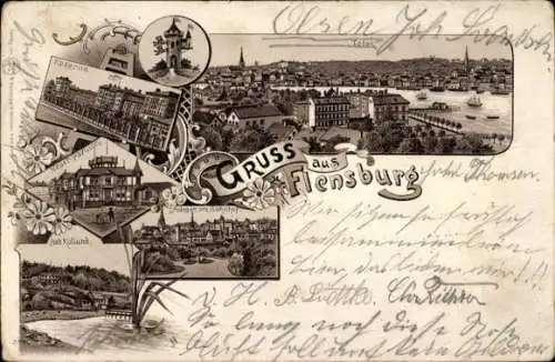 Litho Flensburg Schleswig Holstein, Kaserne, Bad Kollund, Anlagen am Bahnhof, Neuer Pavillon