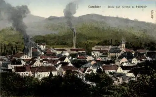 Ak Kandern im Schwarzwald Baden, Kirche, Fabriken