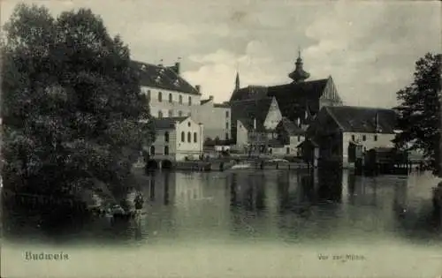 Ak České Budějovice Budweis Südböhmen, Mühle, Häuser