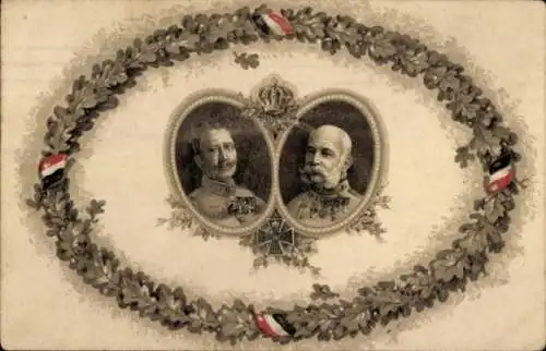 Passepartout Ak Kaiser Franz Joseph I., Kaiser Wilhelm II., Portrait