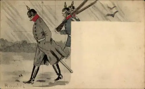 Ak Deutsche Soldaten in Uniformen im Regen