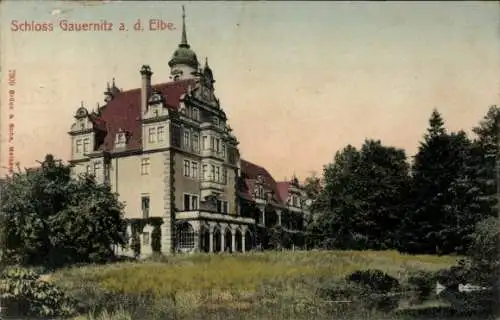 Ak Gauernitz Klipphausen in Sachsen, Schloss Gauernitz an der Elbe