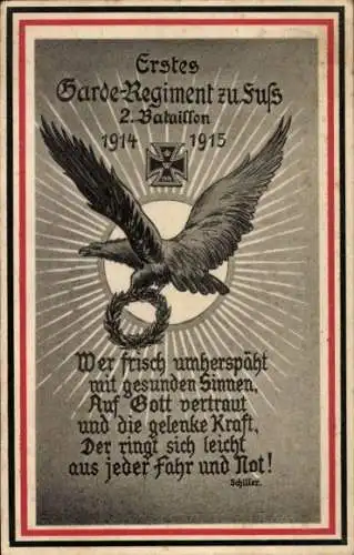 Regiment Ak Erstes Garde-Regiment zu Fuß 2. Batl., Adler, Eisernes Kreuz, I WK