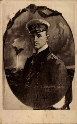 Künstler Ak Otto Weddigen, Marineoffizier, Kapitänleutnant, Portrait,Hamburger Opfertag 01. Nov 1915