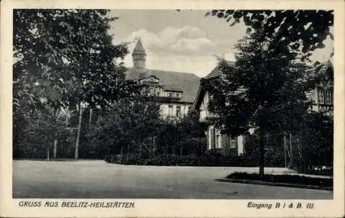 Ak Beelitz in der Mark, Heilstätten, Eingang B I & B III