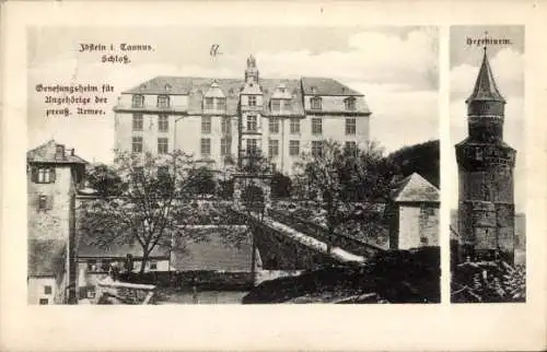 Ak Idstein im Taunus Hessen, Schloss, Genesungsheim für Angehörige der preuß. Armee, Berenturm