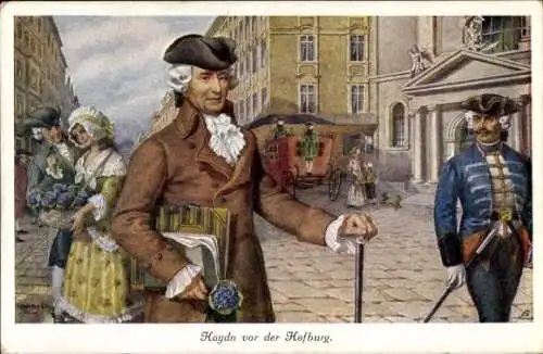 Künstler Ak Komponist Joseph Haydn vor der Wiener Hofburg