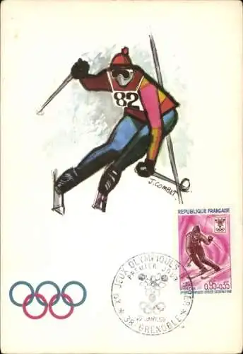 Maximum Künstler Ak Combet, J., Grenoble, Olympische Winterspiele 1968, Skifahrer