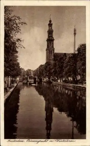 Ak Amsterdam Nordholland Niederlande, Prinsengracht, Westertoren