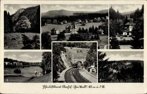 Ak Oberhof im Thüringer Wald, Teilansicht, Räuberstein im Silbergraben, Erholungsheim Glückauf