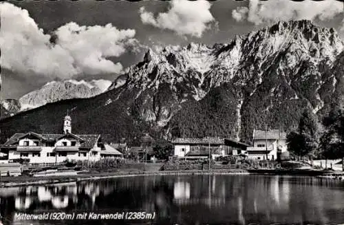 Ak Mittenwald in Oberbayern, Teilansicht, Karwendel