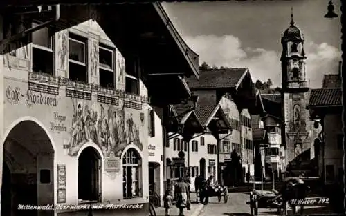 Ak Mittenwald in Oberbayern, Obermarkt, Pfarrkirche