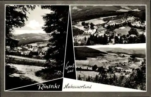 Ak Rinsecke Kirchhunden im Hochsauerland, Stadtpanorama, Felder