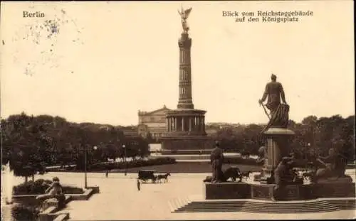 Ak Berlin Tiergarten, Königsplatz, Blick vom Reichstag