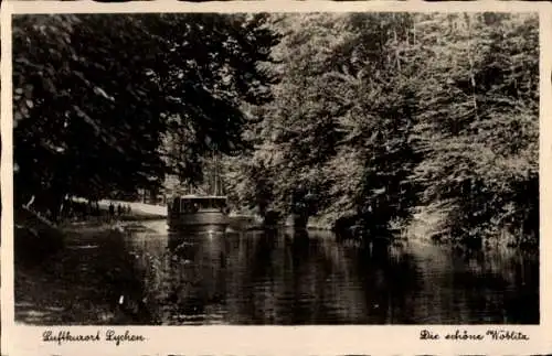 Ak Lychen in der Uckermark, Wöblitz, Wald, Schiff