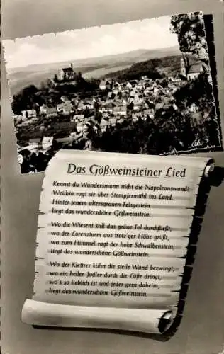 Ak Gößweinstein in Oberfranken, Gesamtansicht, Gößweinsteiner Lied