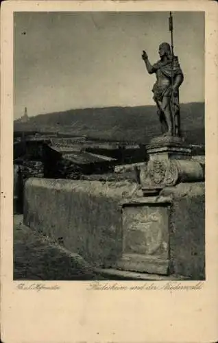 Ak Rüdesheim am Rhein, Niederwald, Statue, Nationaldenkmal
