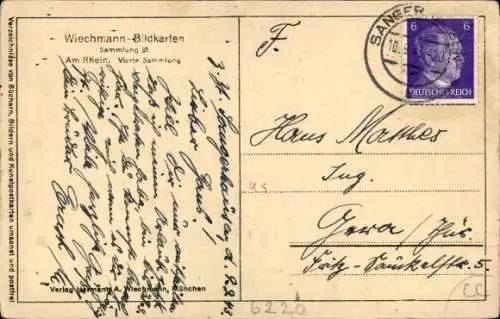 Ak Rüdesheim am Rhein, Niederwald, Statue, Nationaldenkmal