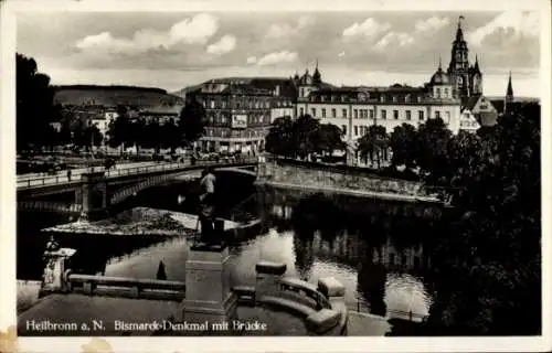 Ak Heilbronn am Neckar, Bismarckdenkmal, Brücke