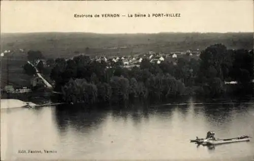 Ak Port Villez Yvelines Frankreich, Panorama, Seine