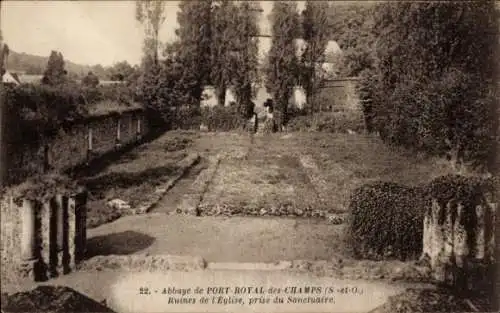 Ak Magny les Hameaux Yvelines, Abtei Port-Royal des Champs, Ruines d'Eglise, prise du Sanctuaire